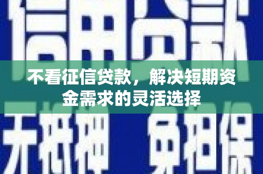 秦皇岛不看征信贷款，解决短期资金需求的灵活选择