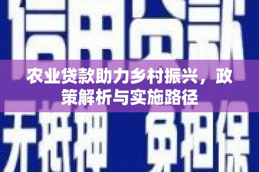 秦皇岛农业贷款助力乡村振兴，政策解析与实施路径