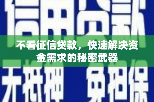 秦皇岛不看征信贷款，快速解决资金需求的秘密武器