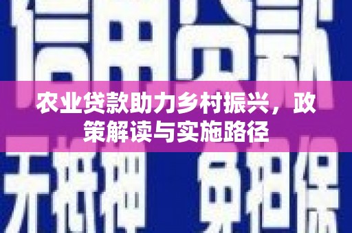 秦皇岛农业贷款助力乡村振兴，政策解读与实施路径