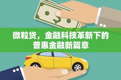 秦皇岛微粒贷，金融科技革新下的普惠金融新篇章