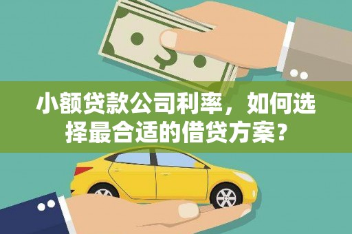 秦皇岛小额贷款公司利率，如何选择最合适的借贷方案？